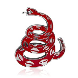 KVAEY Dont Tread on Me Car Sticker, Automotive 3D Gadsden Flag Rattlesnake Metal Emblem Decal, Snake Emblems Badge Bumper Decoration for Car Truck Motorcycle, Car Accessories (Silver & Red)