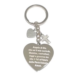 Moda Mavilla Keyring Steel Prayer Angel of God Silver / Black, Silver / black