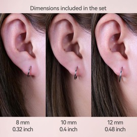Limerencia G23 Titanium Slim Huggie Hoop Earrings, Hypoallergenic F136 Implant Grade Pure Titanium for Sensitive Ears (3 Pairs Set Silver)