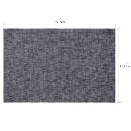 Placemats Set of 4 Washable Indoor/Outdoor Vinyl Place Mats for Dining Table Durable Non-Slip Heat Resistant PVC Weave Table Mats（Black）