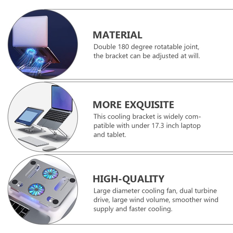 OSALADI Laptop Cooling Pad Dual Fans Adjustable Height Design Lightweight