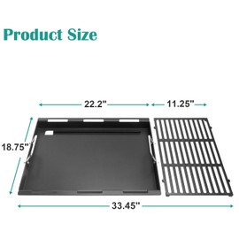 Cooking Griddle Inserts and Grate for Weber Genesis II 400 Series, Flat Top Grill Griddle for Weber GS4 Genesis II E-410 S-410 E-435 S-435 E/S-440, Replace for 6789 Full Size Griddle, 66097