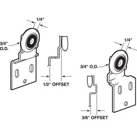 Prime-Line N 7533 Sliding Closet Door Roller Kit, 3/4 in. Wheel Diameter, Convex (Round) Edge Plastic, Stamped Steel Construction, Includes 3/8 in. and 1/2 in. Offset Pairs, Pack of 4