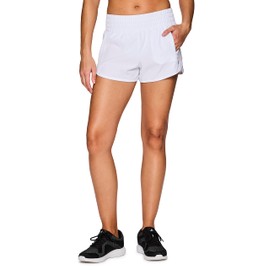 RBX Active Women's Zipper Pocket Running Shorts with Inner Brief Crossover White L