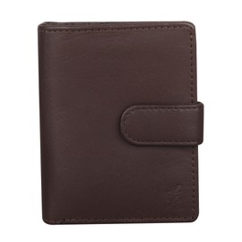 STARHIDE Women RFID Blocking Genuine Leather Clutch Wallet with Id Window and Side Zipped Coin Pouch 5530 (Brown)