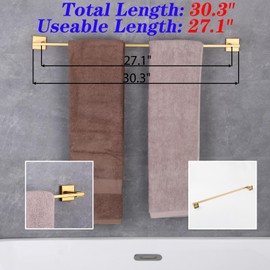 GERZWY 30-Inch Towel Bar, Gold Stainless Steel Bathroom Wall Mounted Towel Rail, Heavy Duty Hand Towel Holder JG1901A75-BE
