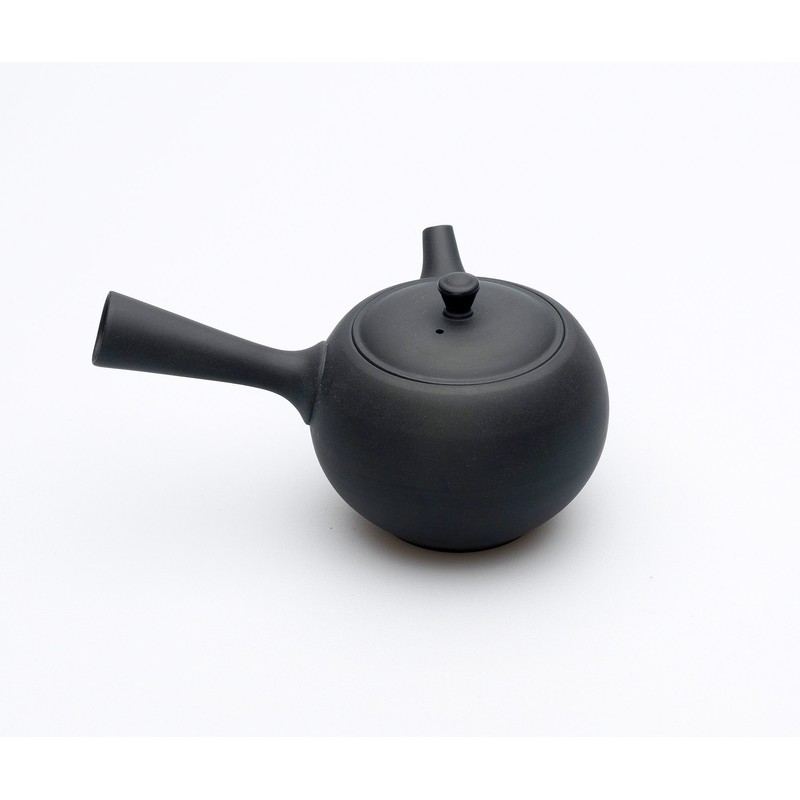 Azmaya Tokoname Teapot - Black Unglazed Ceramic 225ml Round Kyusu