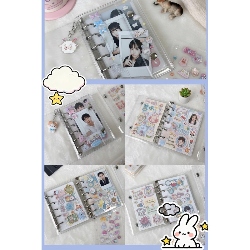 HGBANKASA Sticker Book, Plastic Board, Transparent M5 Mini Binder [Refill
