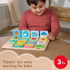 Fisher-Price Preschool Learning Toy Wooden Lift & Reveal Busy Activity Board for Developmental Play Kids Ages 3+ Years, 1 Wood Piece