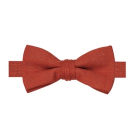 BELLUNO Rust Color Bow Tie Pre-Tied for Little Boys, Cotton Linen Blended Bowties