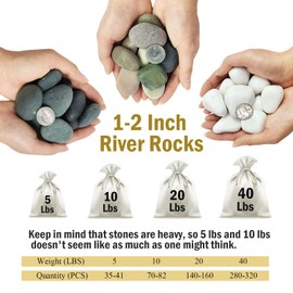 FANTIAN 20 lbs River Rocks for Plants, 1-2 Inch Decorative Pebbles Stones for Landscaping Garden Painting Crafting Walkways and Outdoor Yard