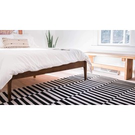 Unique Loom Williamsburg Collection Casual Transitional Thick Alternating Stripes Area Rug (3' 3 x 5' 3 Rectangular, Black/Beige)