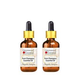 Greenwood Essential Pure Champaca Essential Oil (Magnolia champaca) with Two Glass Droppers Steam Distilled (Pack of Two) 5ml X 2 (0.33 oz)