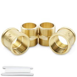 Bwintech 4 Pcs 1" to 1" Female & Male BSP Thread Brass Hex Nipple & Hex Coupling Connector for Pipe Connecting Conversion