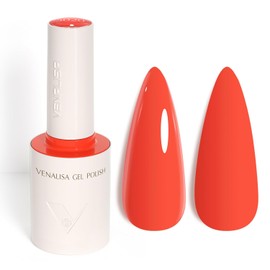 VENALISA Red Orange Gel Nail Polish, 1 Pcs Neon Orange Gel Polish Bright Color High Gloss Soak Off U V Nail Manicure Salon and DIY at Home Gifts for Women