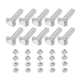 PATIKIL M5x20 Hammer Head Bolt T Screw, 10 Pcs T Slot Drop in Bolt Hammer Head Bolts with 10 Pcs Hexagon Flange Nuts for 2020 Series European Standard Aluminum Profile