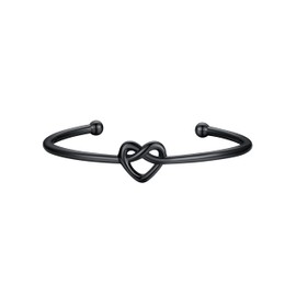 U7 Love Knot Bracelet For Women Mother Black Plated Womens Elegant Heart Bangle Valentines Bracelets Wedding Jewellery