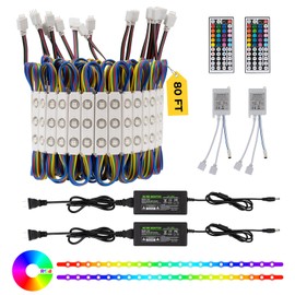 Dyna-Living LED Storefront Lights 80FT Commercial RGB Window Lights for Store Front Decorative 160PCS 3-LED 5050 SMD RGB Module for Signs IP65 Waterproof Strip Light for Business (8 Packs)