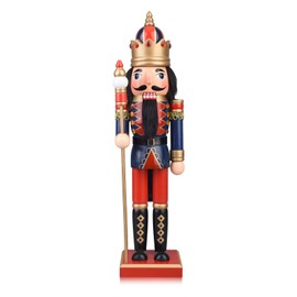 Codesteel Christmas Nutcracker Figures 15 Inch Wooden Nutcracker King with Scepter Ornaments, Nutcracker Christmas Decor Xmas Nutcracker Tabletop Festival Shelves Decorations
