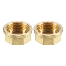 sourcing map 2Pcs Pipe Fitting Caps, G1 Brass Outer Octagon Thread Pipe Caps Fittings Connector for Pipe Sealing, Brass