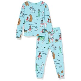 Books to Bed Girl's Long Sleeve Printed Pajama Set, Lola Dutch, 4 Years