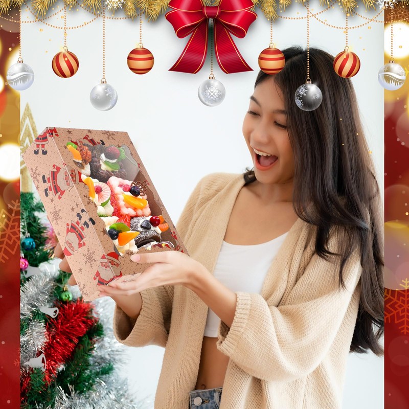 Gersoniel 24 Pieces Christmas Cookie Boxes with Window 8.5 x