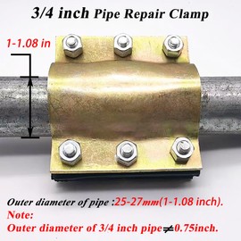 Water Pipe Repair Clamp for 3/4 inch Pipe(Outer Diameter of Applicable Pipe is About 1.06 inch),Leak Sealer for Pipes and Plumbing,Length About 4 inch,Suitable for PE/PPR Pipe,Steel/Iron Pipe