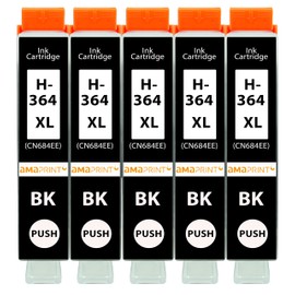 Amaprint 5 XL Cartridges Compatible with HP 364 XL Black Suitable for DeskJet 3070a 3520 D5456 D5460 OfficeJet 4620 4622 7515 PhotoSmart 5510 5520 5525 6510 6520 6525 7510 7520 B109a B8550 and more