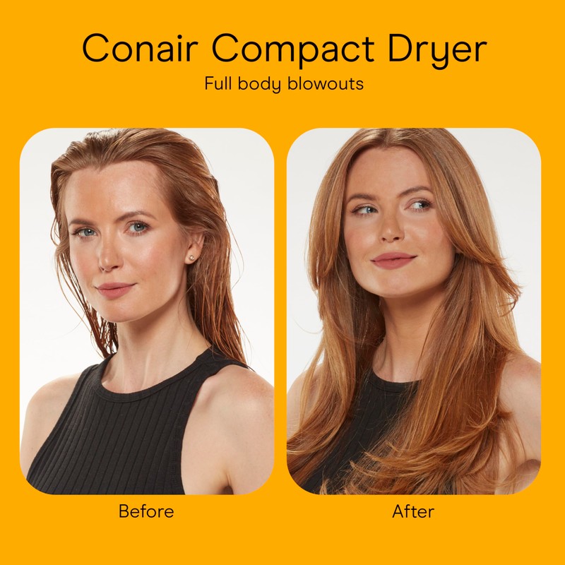 Conair Dual Voltage Hair Dryer, Compact Folding Handle Design, 1600W