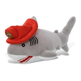 DolliBu Gray Shark Firefighter Stuffed Animal with Name Personalization - Super Soft Shark with Red Fireman Hat with Fire Department Patch, Cute Fire Fighter Doll Plush Toy for Kids - 12 Inch