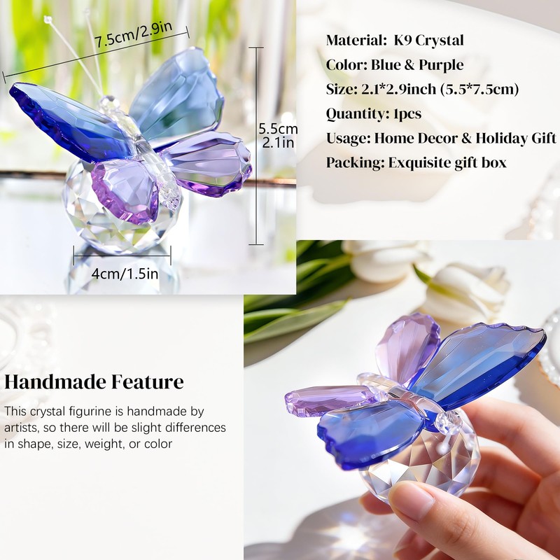 H&D HYALINE & DORA Crystal Cut Butterfly Animal Ornament Decoration