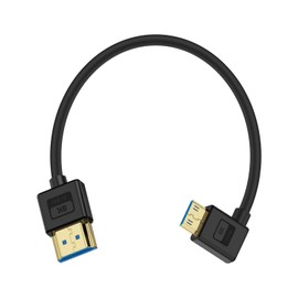 Poyiccot Short HDMI Mini HDMI Converter Cable L Shape, 8K Mini HDMI to HDMI Adapter, Ultra Fast UHD 48Gbps Soft Mini HDMI to HDMI Cable, Right Angle Left Angled HDMI 2.1 Standard Ultra Thin Mini HDMI