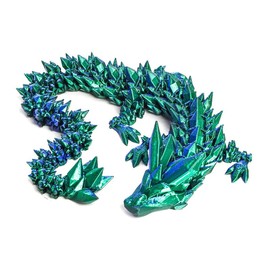 3D Printed Dragon Ornament, 2 Pcs 12inch Dragon, Crystal 3D Dragon Fidget, Chinese Dragon for Home Office Decor Executive Desk Toys. - Color: 1 Count (Green Blue)