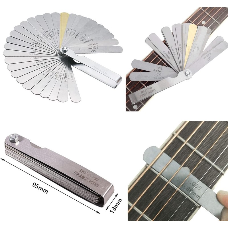TUOREN 13pcs Guitar Setup Kit Including Guitar Neck Notched Straight
