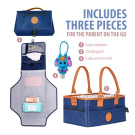 Baby Diaper Caddy Organizer Large Tote - Baby Diaper Organizer Caddy Perfect for Nursery Changing Table, New Born Shower, Car Storage Basket or Moving Room to Room - Boy or Girl