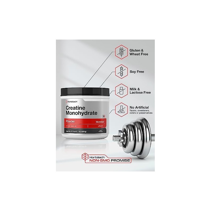 Horb ach Creatine Monohydrate Powder, 500 Grams (1.1 Lb)