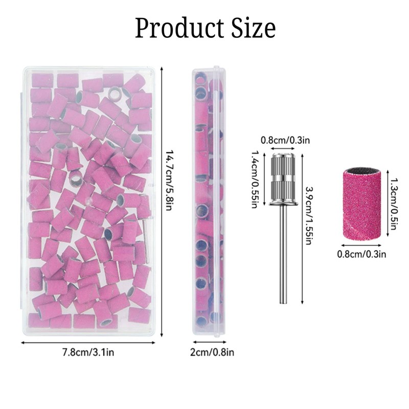 OMBRISA Sanding Bands for Nail Drill 100Pcs, 180# Grit Nail