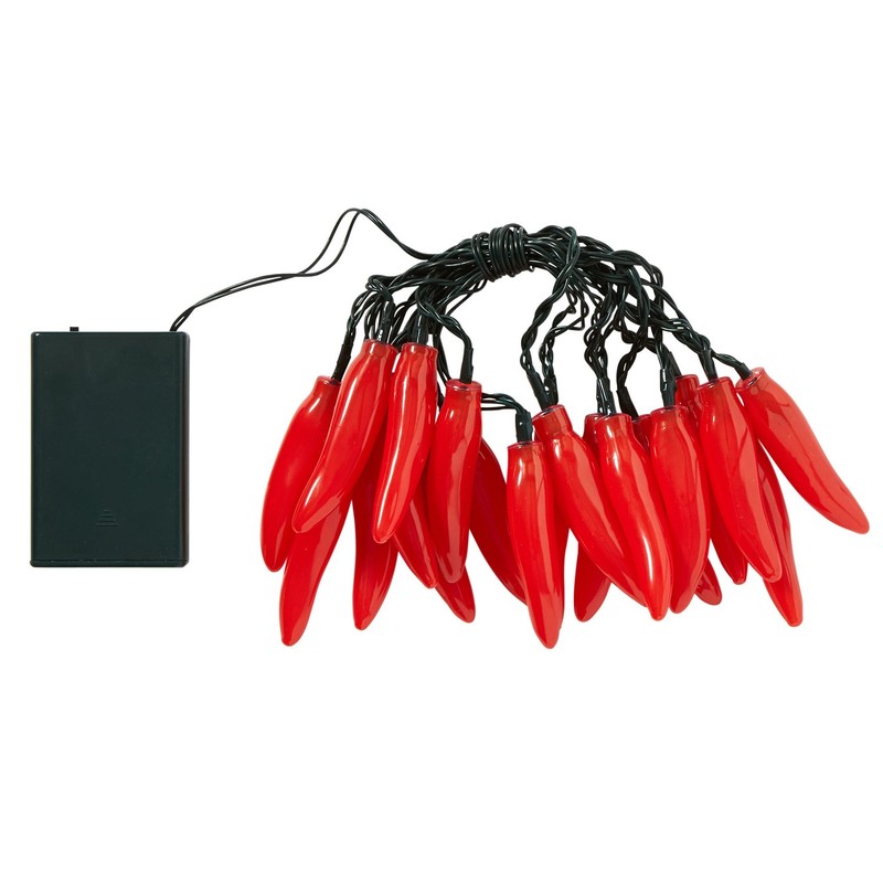 Lights4fun 20er LED Chilli Lichterkette rot batteriebetrieben Chilli Geschenkset Chilli