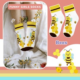Queenshin Bee Socks Funny Socks For Kids Animal Cartoon Boys Girls Cute Fun Fashion Novelty Soft Cotton Holiday Birthday Gifts 6 Pack