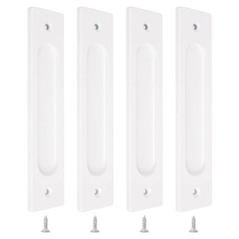 MOROBOR 4pcs Rectangular Recessed Sliding Door Pulls, 18CM Flush Pull Aluminum Alloy Warm White Closet Door Finger Pulls with Mounting Screws for Sliding Barn Door
