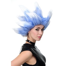 WIG ME UP - LM19-PC3TP60 Perücke Fasching Karneval Cosplay Fanperücke Nordwind Sturm Storm Winter Eiswind Blau Weiß
