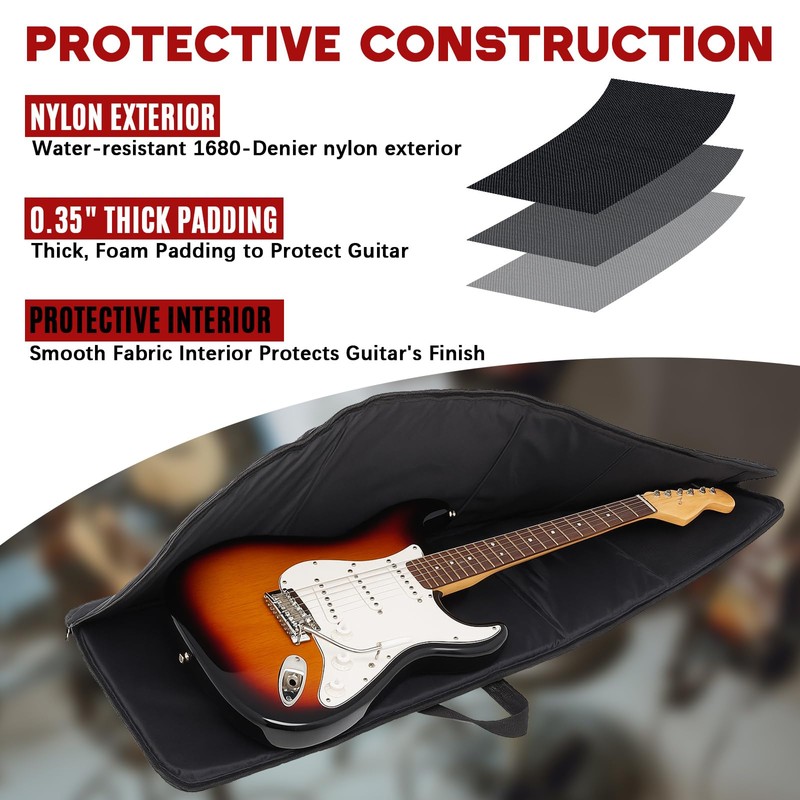 Vincreem Foam Padded Guitar Gig Carrying Bag for Guitar Bodies,