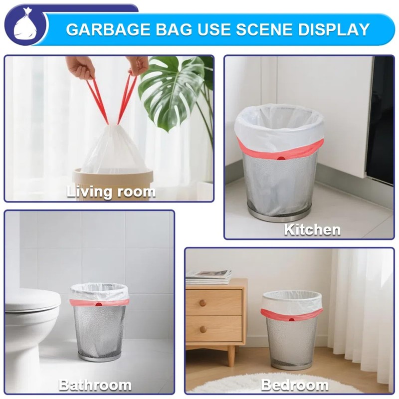 XUXRUS Small Bin Bags with Handle 10L Bin Liners 60