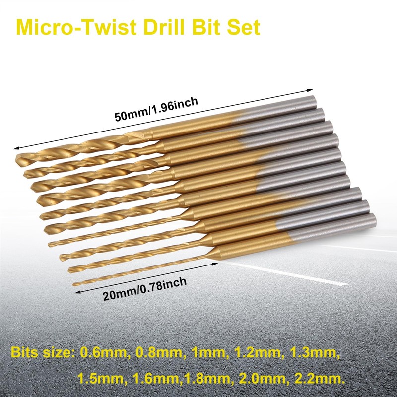 KOZTOL 10Pcs Mini Twist Drill Bit Set, Micro Engraving Drill