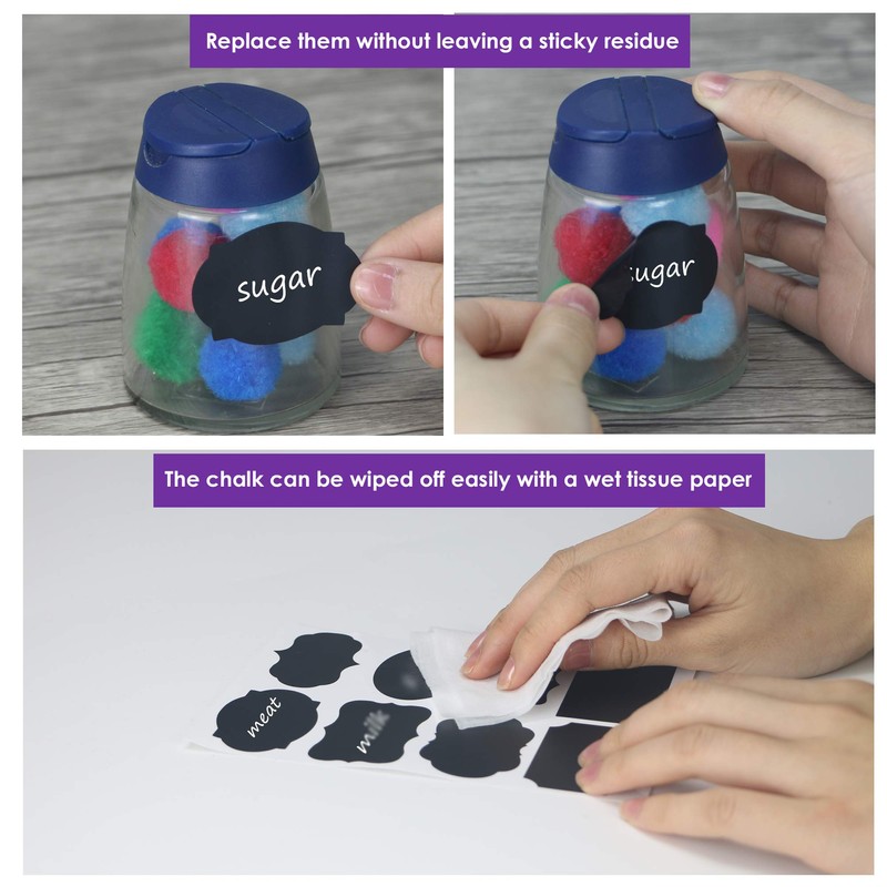 Armiz Labels for Jars 64 PCS - Waterproof Reusable Chalkboard