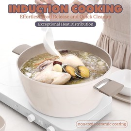 WAGENSTEIGER Large Size Aluminum Stock Pot with 7-Layered Ceramic Coating, Non-Stick Surface, Bakelite Stay-Cool Handles,Tempered Glass, Family Meal, Deep Design, 9.95Liter / 10.51Quarts