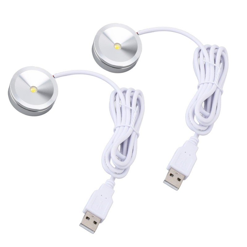 Round LED Display Spotlight 1W Jewelry Cabinet Light USB Plug