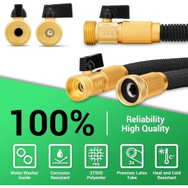 ngreen 100' Garden Water Hose Flexible and Expandable Collapsible w/Solid Brass Fitting