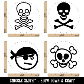 Pirate Jolly Roger Skull Crossbones Rubber Stamp Set for Stamping Crafting Planners - 1 Inch Medium
