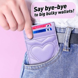 AUNER LEATHER Mothers Day Gifts for Mom from Daughter - Birthday Gifts for Women, Quilted Leather Card Holder Wallet with RFID Blocking, Purple